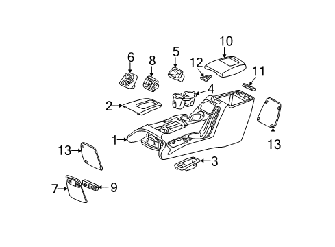 2002 Jeep Liberty Center Console CUPHOLDER-Floor Console Diagram for 5072903AA