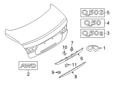 2017 Infiniti Q50 Exterior Trim - Trunk Lid Grommet-Screw Diagram for 80874-56A00