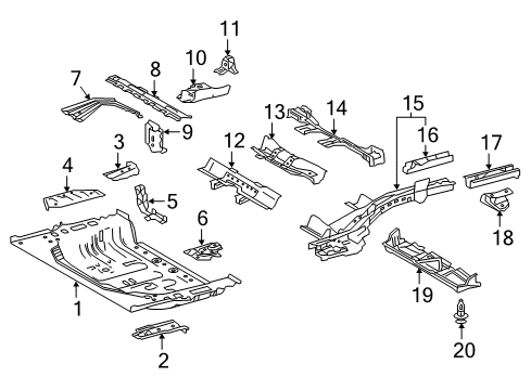2021 Lexus NX300h Rear Floor & Rails Sidemember Extension Diagram for 57604-42020