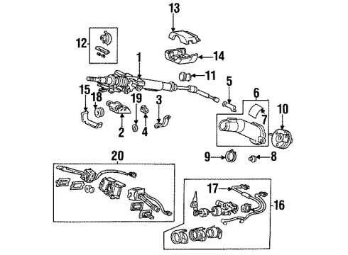 1993 Acura Legend Ignition Lock Switch Assembly, Combination Diagram for 35250-SP0-A01