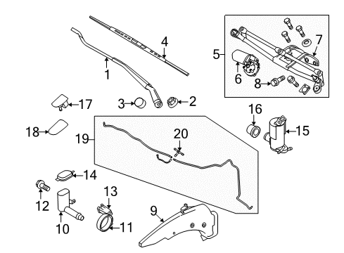 2011 Ford Transit Connect Wiper & Washer Components Rear Blade Diagram for 2T1Z-17528-B