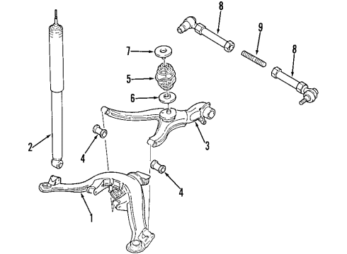 1998 Cadillac Catera Rear Suspension Components, Ride Control, Stabilizer Bar Bushing, Rear Stabilizer Shaft <Use 4F 0700A> Diagram for 90373771