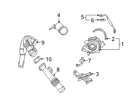 2003 Ford Excursion Turbocharger Oil Feed Tube Diagram for 3C3Z-9T516-AA