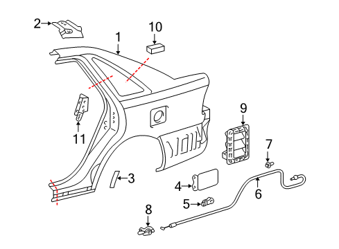 2004 Toyota Avalon Trunk Stone Guard Diagram for 58746-AC010