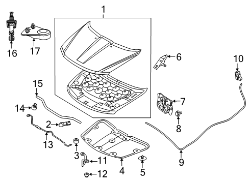 2013 Dodge Journey Hood & Components Hood Panel Diagram for 5076777AE