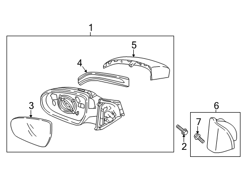 2019 Hyundai Tucson Mirrors Rear View Mirror Scalp, Left, Exterior Diagram for 87616-D3100