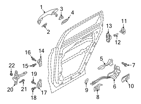 2019 Hyundai Santa Fe Rear Door - Lock & Hardware Rear Door Outside Handle, Left Diagram for 83650-S1000