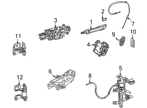2021 Jeep Grand Cherokee L Front Door Cable-Inside Handle To Latch Diagram for 68499687AA