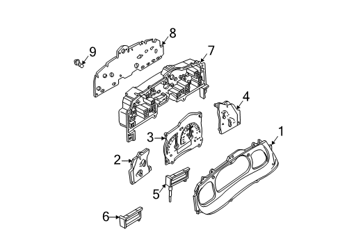 1998 Ford Ranger Cluster & Switches, Instrument Panel Cluster Lens Diagram for XL2Z-10890-BA