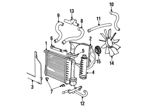 1992 BMW 318i Radiator & Components, Cooling Fan Inlet Hose Diagram for 64211386690