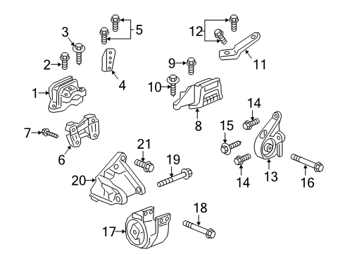 2021 Chevrolet Blazer Engine & Trans Mounting Lower Bracket Diagram for 84077634