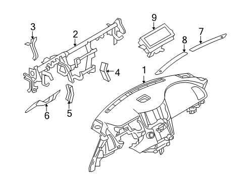 2014 Infiniti QX70 Cluster & Switches, Instrument Panel Grille-Front Defroster, RH Diagram for 68742-1CA0A