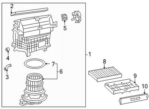 2022 Toyota Mirai Blower Motor & Fan Air Refiner Element Diagram for 87139-50110