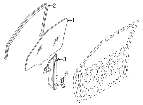 1999 Nissan Quest Front Door Glass Run Rubber-Front Door, LH Diagram for 80331-7B000