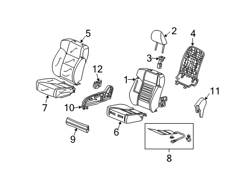 2009 Acura TSX Front Seat Components Cover, Right Front Cushion (Gray) Diagram for 81110-TL0-G21ZA