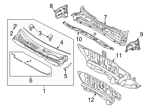 2014 Kia Sportage Cowl Insulator-Dash Panel Diagram for 841243W610