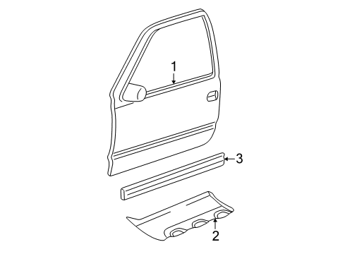 2004 Chevrolet Avalanche 2500 Exterior Trim - Front Door Molding, Front Side Door Lower Diagram for 93440202