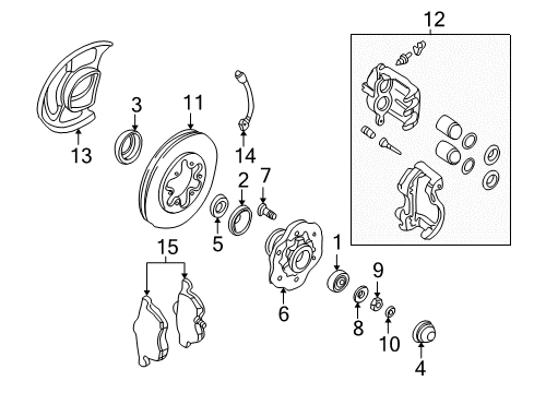 2000 Nissan Frontier Front Brakes Cap-Hub, Front Wheel Diagram for 40234-8B400