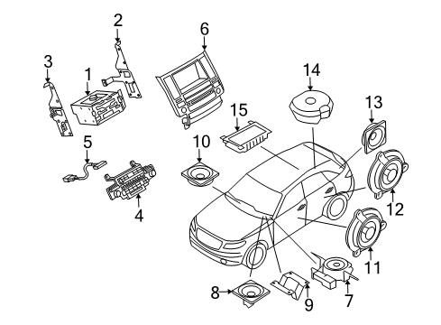 2003 Infiniti FX45 A/C & Heater Control Units Speaker Assembly - Front Diagram for 28148-CA000