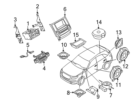 2003 Infiniti FX45 A/C & Heater Control Units Bracket - Front Side Speaker Diagram for 28166-CG005