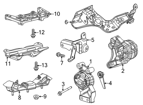 2021 Ram 1500 Automatic Transmission Bracket-Transmission Mount Diagram for 68264804AC