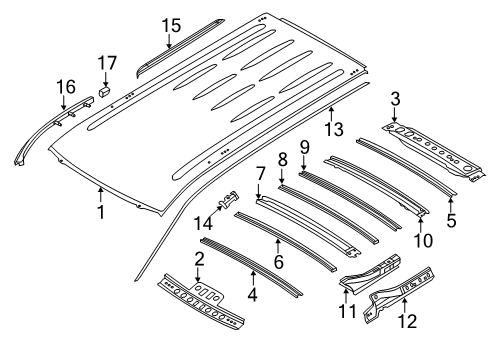 2014 Nissan Quest Roof & Components, Exterior Trim STOPPER - Rear Door Upper LH Diagram for 82441-1JA0A