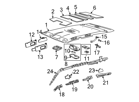 2003 Toyota 4Runner Interior Trim - Roof Sunvisor Cover Diagram for 74303-35010-B0