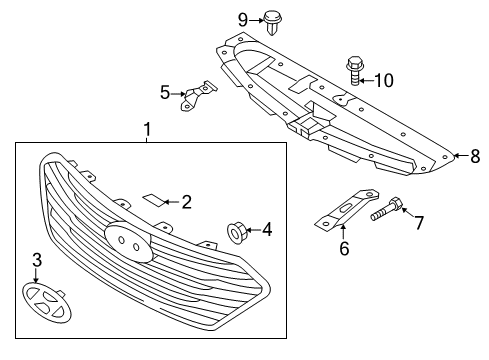 2015 Hyundai Santa Fe Grille & Components Bracket-Front Bumper Support Upper Center Diagram for 86574-B8000