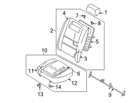 2004 Nissan Maxima Heated Seats Pad & Frame Assembly-Cushion, Rear Seat L Diagram for 88355-7Y310