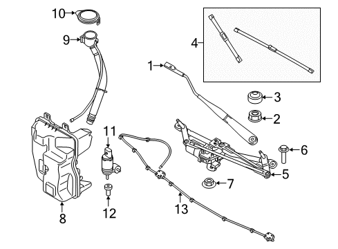 2021 BMW X1 Wipers Back Glass Wiper Arm Diagram for 61627356224