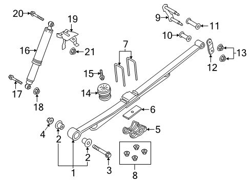 2019 Ford Ranger Rear Suspension Spring Front Bushing Diagram for JB3Z-5781-A