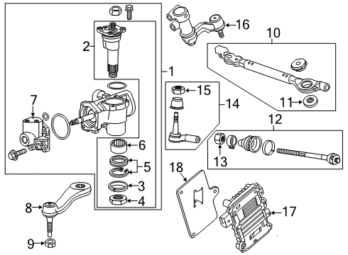 2018 GMC Sierra 2500 HD P/S Pump & Hoses, Steering Gear & Linkage Gear Assembly Diagram for 84224694