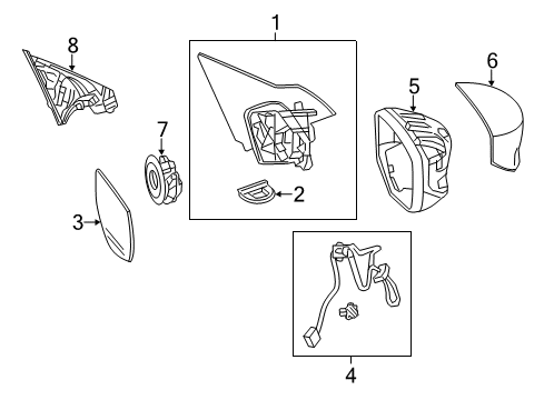 2014 Honda Accord Outside Mirrors Mirror Sub L Flat Diagram for 76253-T2F-A01