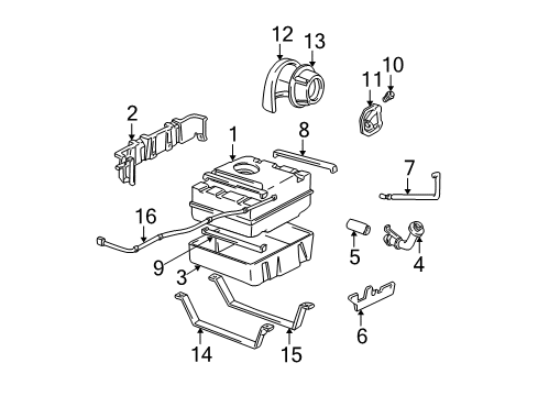 1992 Chevrolet Astro Fuel System Components Strap-Fuel Tank Diagram for 15708677