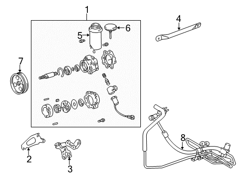 2001 Lexus GS300 P/S Pump & Hoses, Steering Gear & Linkage Reservoir Assy, Vane Pump Oil Diagram for 44306-30350