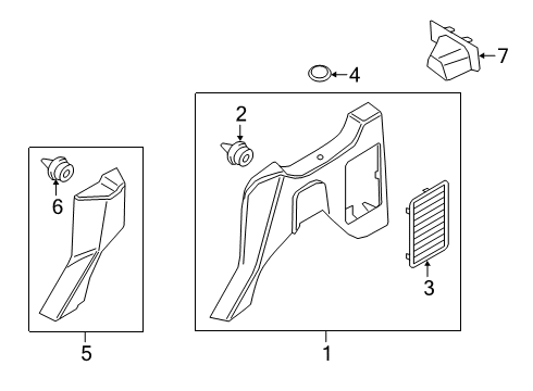 2021 Ford Transit Connect Interior Trim - Side Panel Front Trim Diagram for DT1Z-6131012-AA