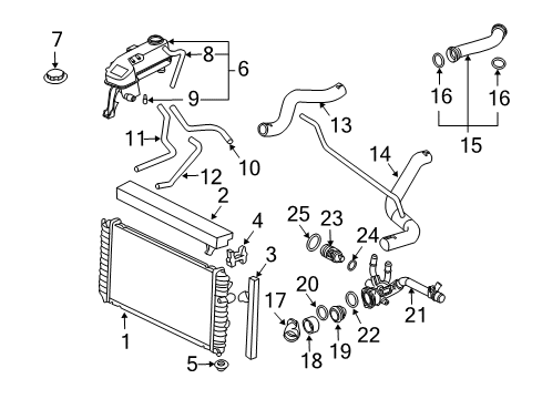 2005 Chevrolet Classic Radiator & Components Radiator Coolant Hose Assembly Diagram for 22680934