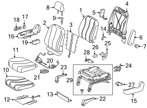 2018 Toyota Sienna Front Seat Components Seat Back Cover Diagram for 71073-08190-B1