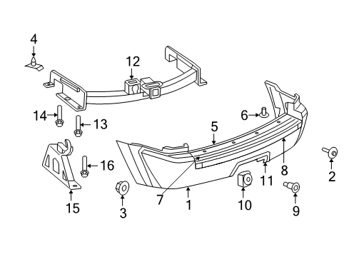 2005 Jeep Grand Cherokee Rear Bumper Clip-Push Diagram for 55157112AB