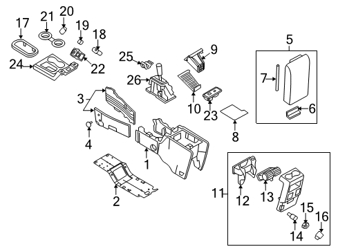 2007 Mercury Mountaineer Gear Shift Control - AT Cup Holder Diagram for 7L2Z-7813562-A