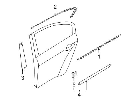 2009 Hyundai Genesis Exterior Trim - Rear Door Moulding Assembly-Waist Line Rear Door, RH Diagram for 87722-3M010