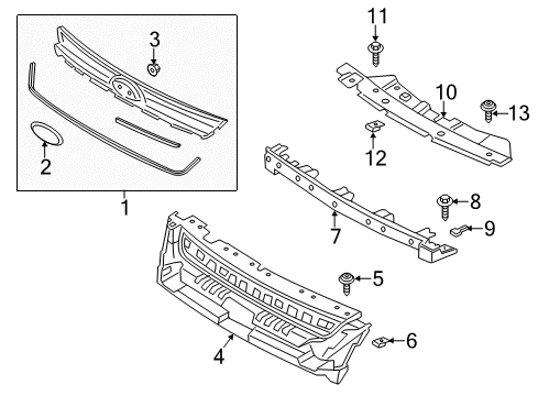 2013 Ford Escape Grille & Components Grille Diagram for CJ5Z-8200-CC