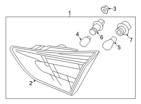 2013 Hyundai Elantra GT Backup Lamps Lens & Housing-Rear Combination Inside Lamp, RH Diagram for 92440-A5000