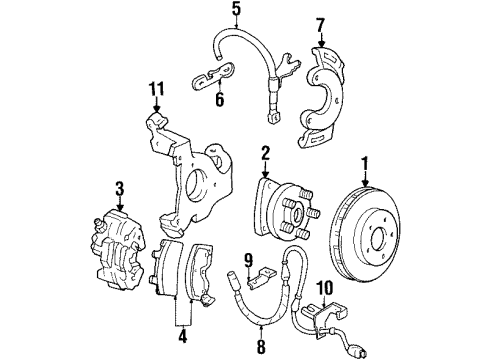 1992 Pontiac Bonneville Brake Components Shoe Kit, Rear Brake Diagram for 18019347