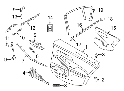 2022 BMW 330e Interior Trim - Rear Door Window Cavity Seal Rear Door Diagram for 51357407421