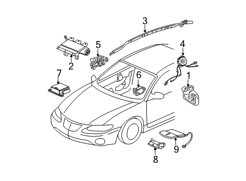 2004 Pontiac Grand Prix Air Bag Components Coil Kit, Inflator Restraint Steering Wheel Module Diagram for 26097600