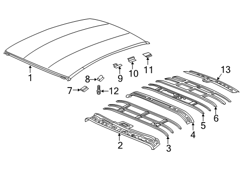 2019 Honda Clarity Roof & Components Bracket E (Inner) Diagram for 64791-TRT-315ZZ