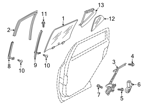 2021 Nissan Kicks Rear Door Sash Assy-Rear Door Partition, LH Diagram for 82223-5RF0A