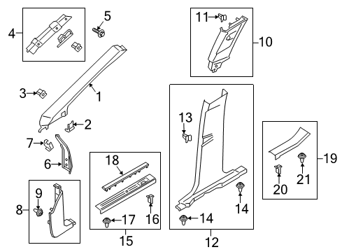 2018 Lincoln MKC Interior Trim - Pillars, Rocker & Floor Cowl Trim Diagram for EJ7Z-7802344-AB