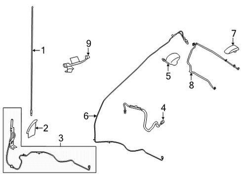 2021 Ford F-150 Antenna & Radio Cap Diagram for HL3Z-18A927-A